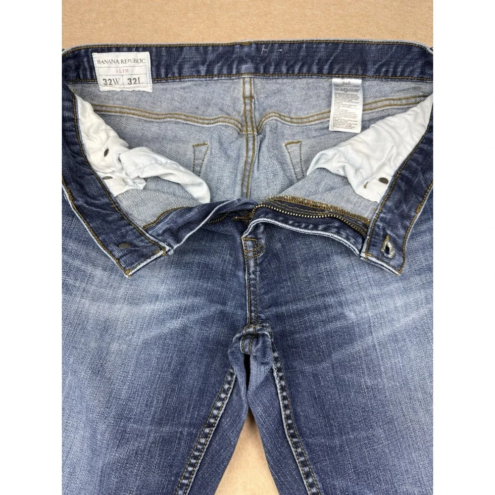 Banana Republic Jeans Men's Size 32 Blue Slim Fit Mid Rise‎ Faded Wash Denim